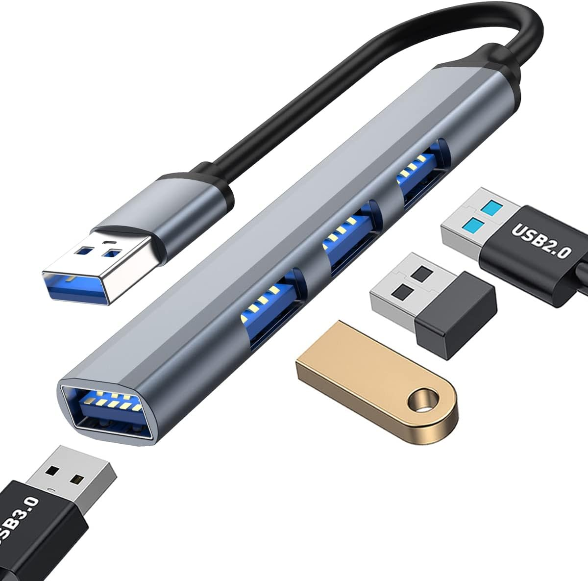 Mac Laptop Accessories - 4-Port Multi-Splitter USB Hub Adapter OTG