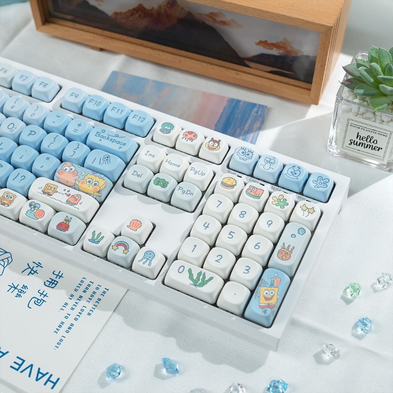 Laptop Editing Accessories - Cute SpongeBo SquarePants Mechanical Keyboard Blue