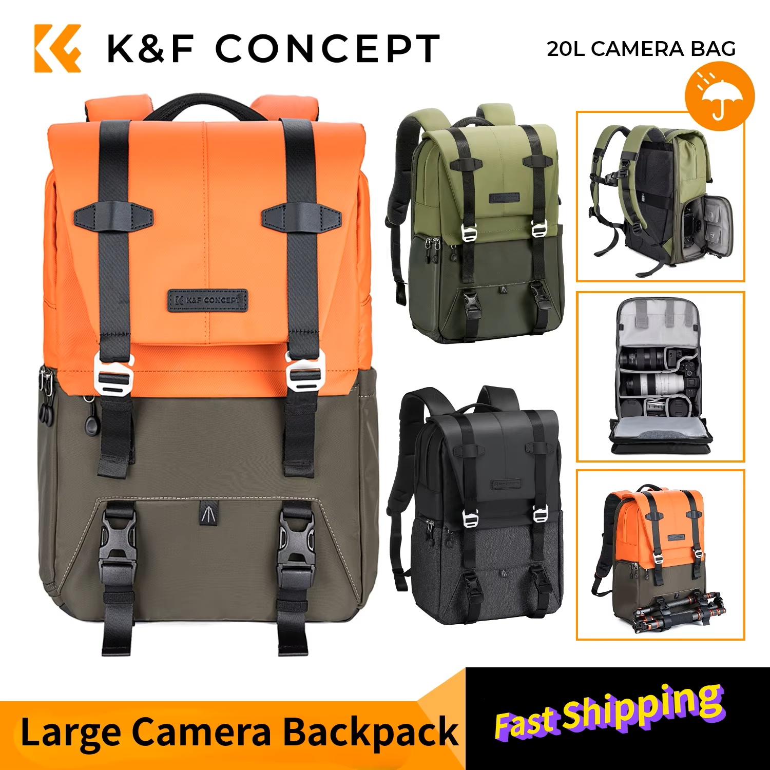 Laptop Accessories Travel Case - K&F CONCEPT Camera Backpack Travel Photography