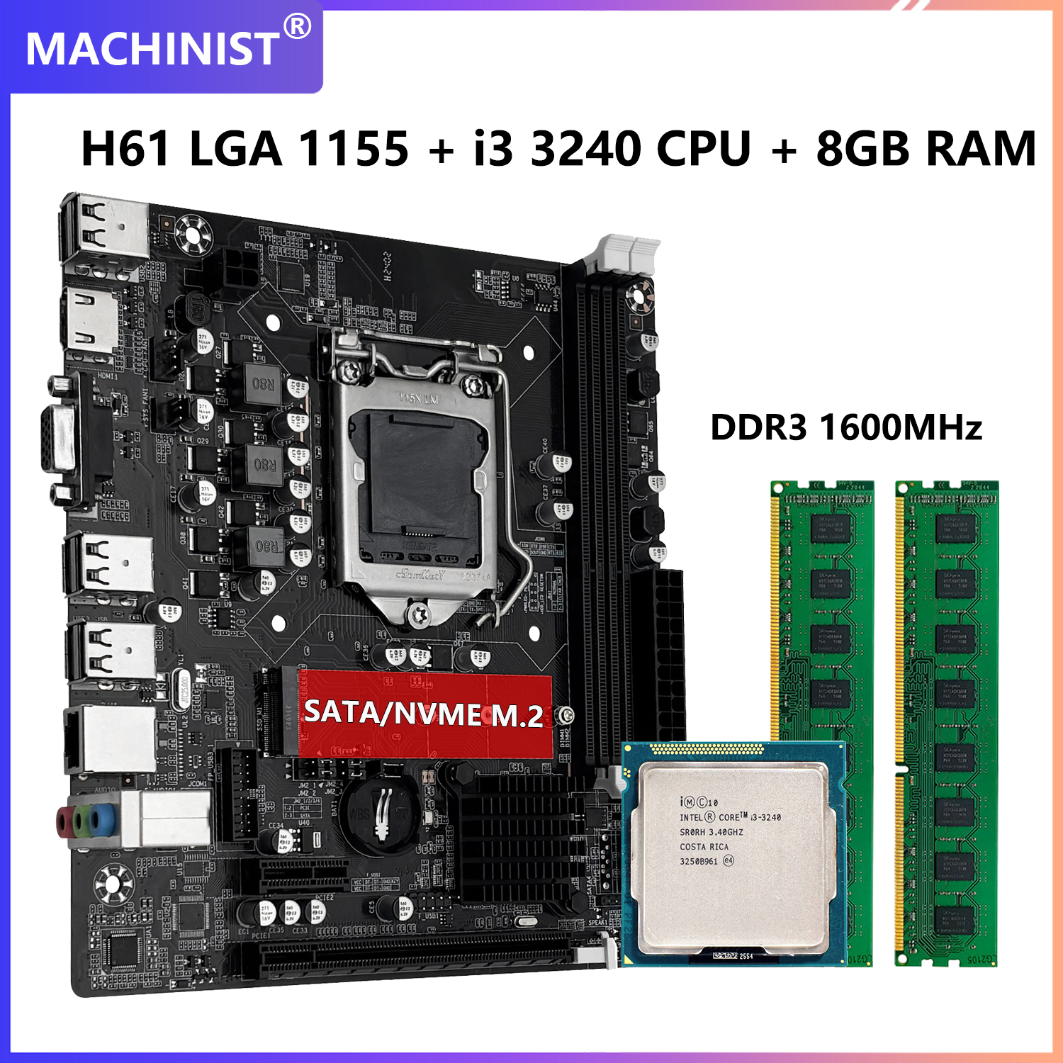 Memory Ram Upgrade - MACHINIST H61 Motherboard DDR3 8GB(2*4GB) 1600MHz