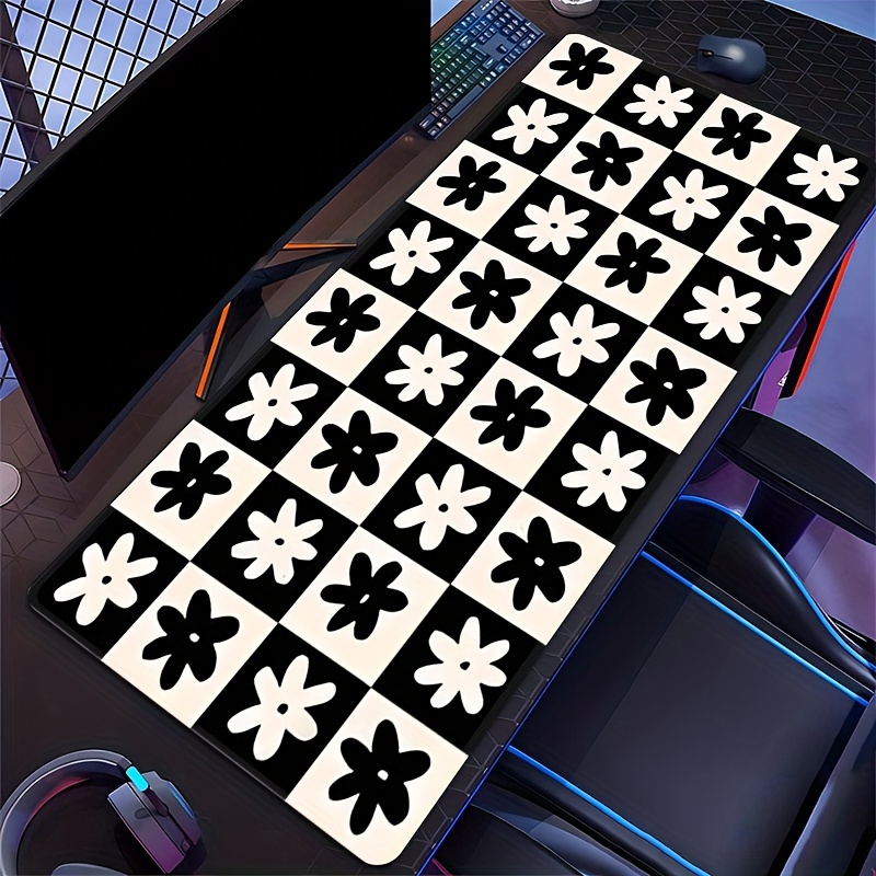Laptop Accessories Officeworks - Black Petal Checkered Mouse Pad Extended