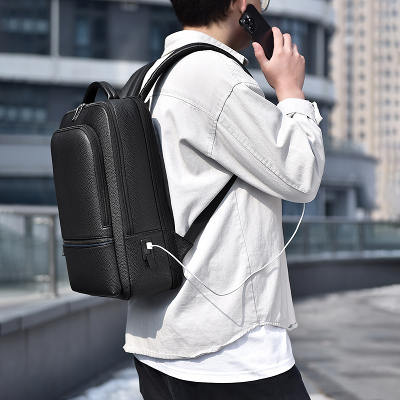 PU Leather Men's Backpack USB  – обзор и цена Laptop Accessories Travel Case