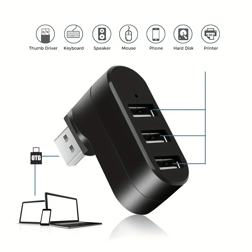 USB 2.0 Hub 3 Ports 180° Rotat – обзор и цена Mac Laptop Accessories